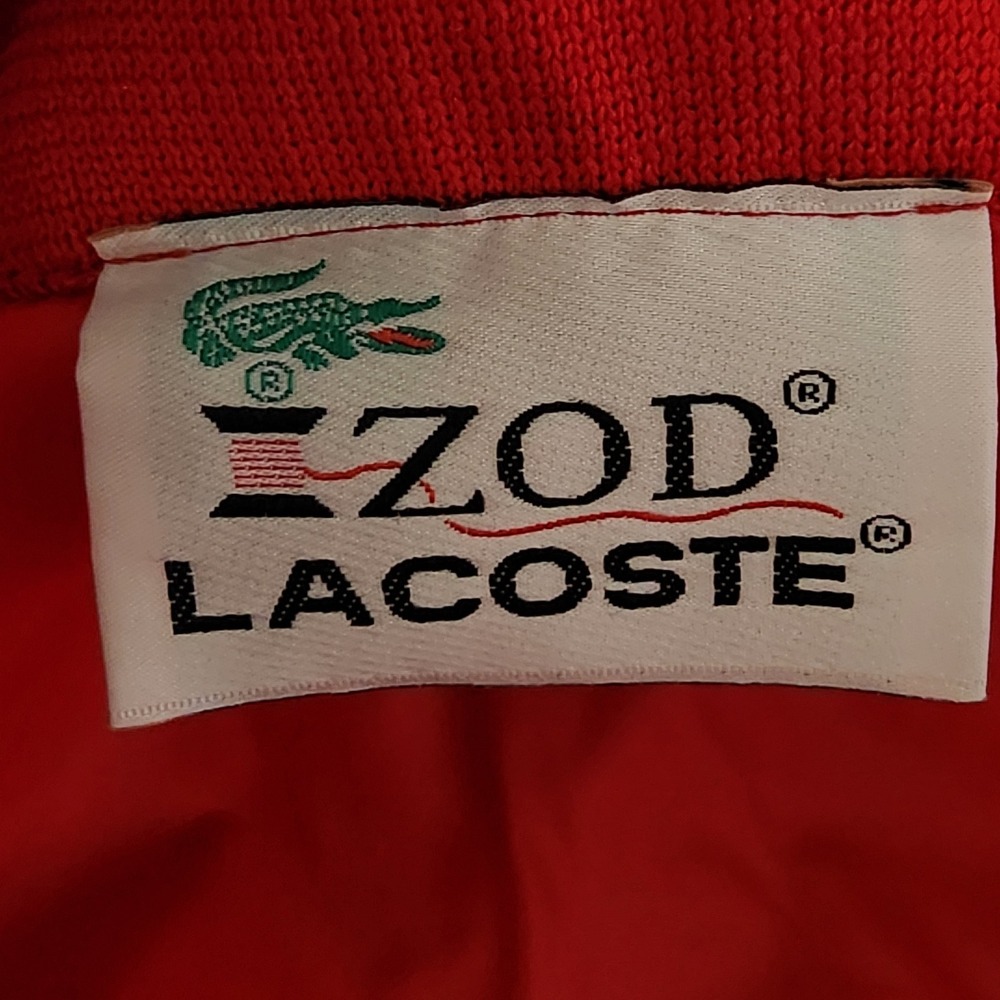 Vintage Izod Lacoste Windbreaker Jacket Mens Medium Red Full Zip Harrington Logo - Picture 5 of 10